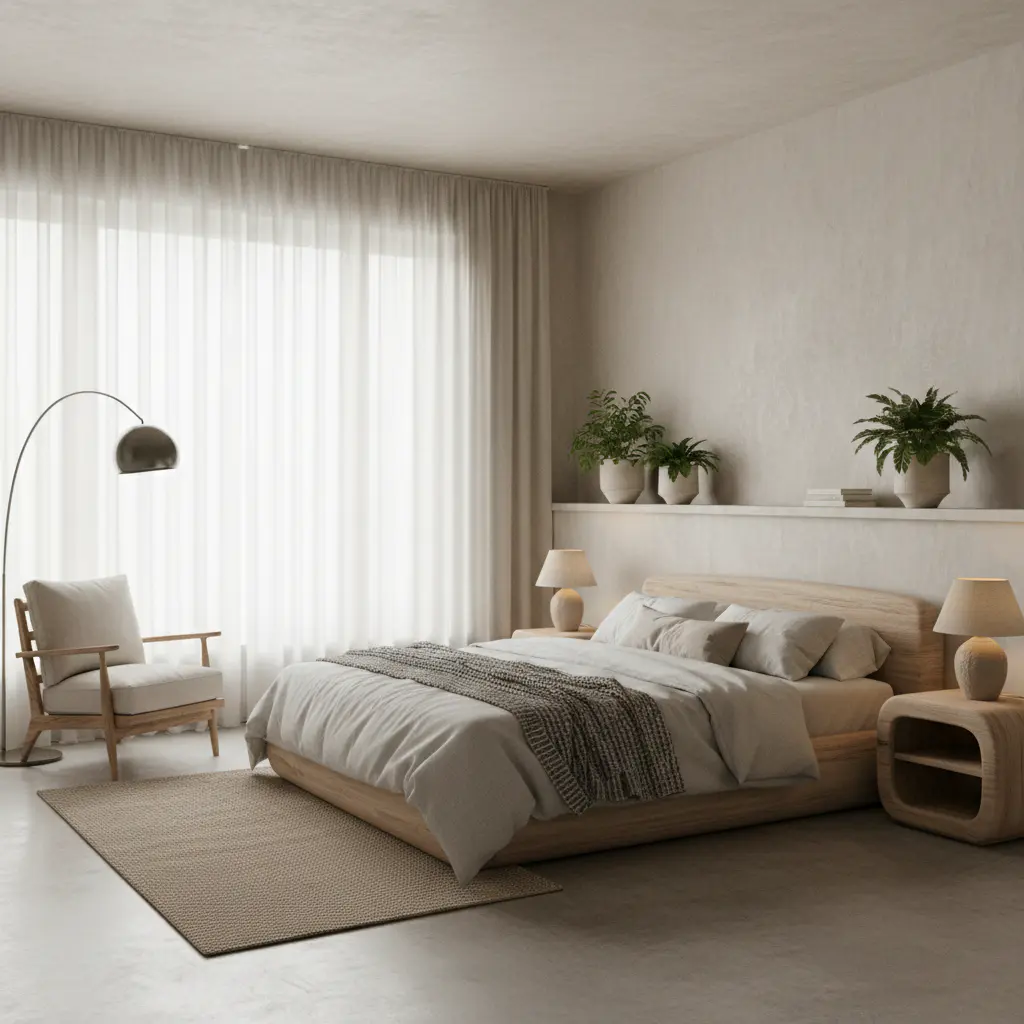 Calm bedroom interior