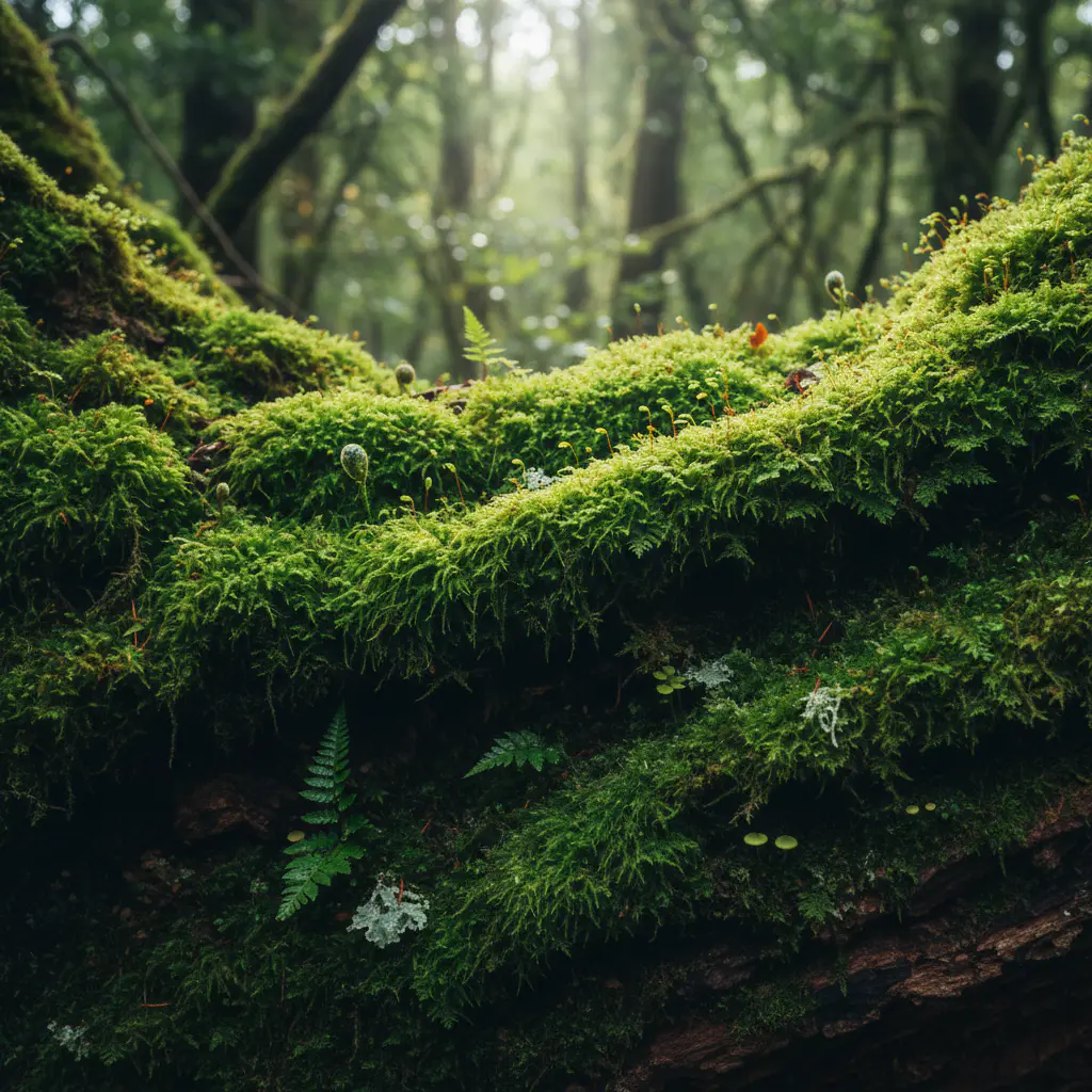 Deep green forest moss panel